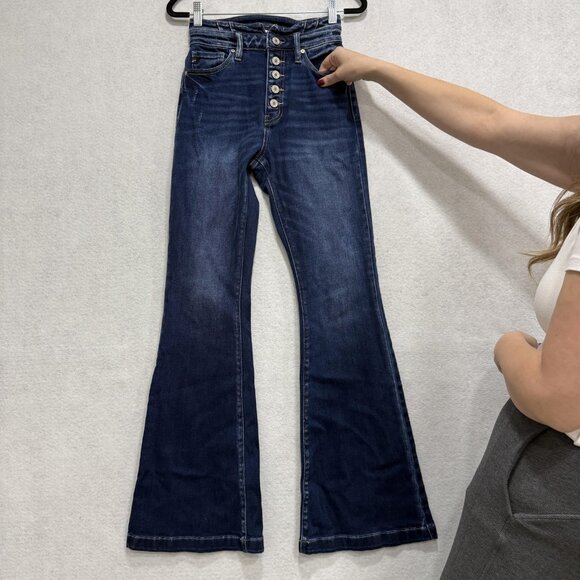 KanCan Jeans Womens 3/25 High Rise Curvy Flare Button Fly Stretch KB6026D-CV - Picture 6 of 12